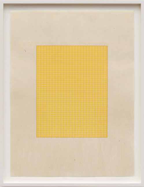 Marsha Cottrell Untitled (Yellow with layered grids), 2023 Archival pigment on digital ground on paper, unique Framed Dimensions: 22 3/8 x 17 3/8 x 1 3/8 inches 56.8 x 44.1 x 3.5 cm Paper Dimensions: 20 x 15 inches 50.8 x 38.1 cm