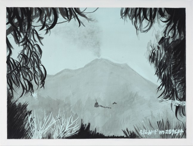 Caragh Thuring Being Mountain, 2024 Acrylic gesso, pigment, sumi ink, and gouache on linen 17 3/4 x 23 5/8 inches 45 x 60 cm