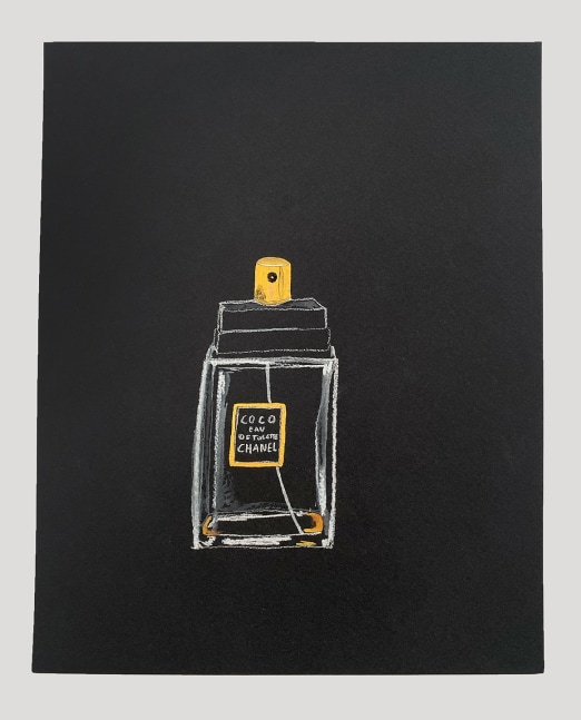 Libby Black Chanel, 2023 Charcoal and paint on paper 10 x 8 inches 25.4 x 20.3 cm