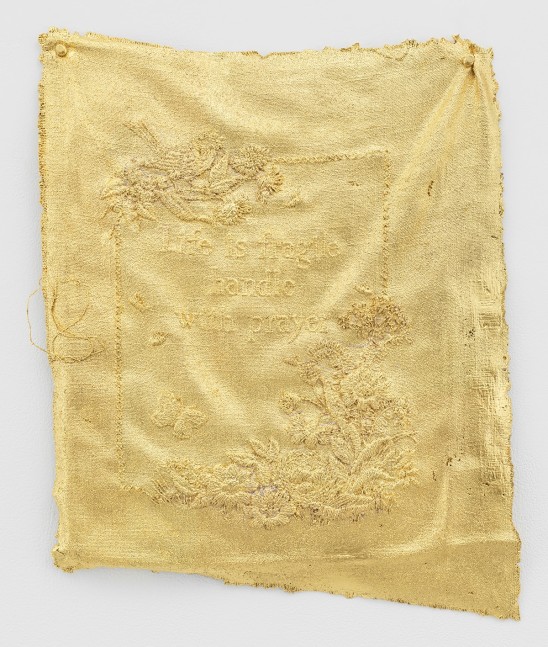 Jessie Henson Monument (prayer), 2024 Unique Bronze with 23.75k gold leaf 18 1/2 x 14 3/4 x 1 inches 47 x 37.5 x 2.5 cm