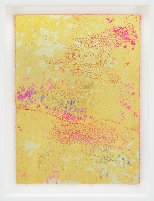 Jessie Henson Untitled, 2023 18 and 24K gold with Beva and acrylic gouache on paper in 2 part Framed Dimensions: 17 5/8 x 13 3/8 x 1 5/8 inches 44.8 x 34 x 4.1 cm Paper Dimensions: 15 1/4 x 11 inches 38.7 x 27.9 cm