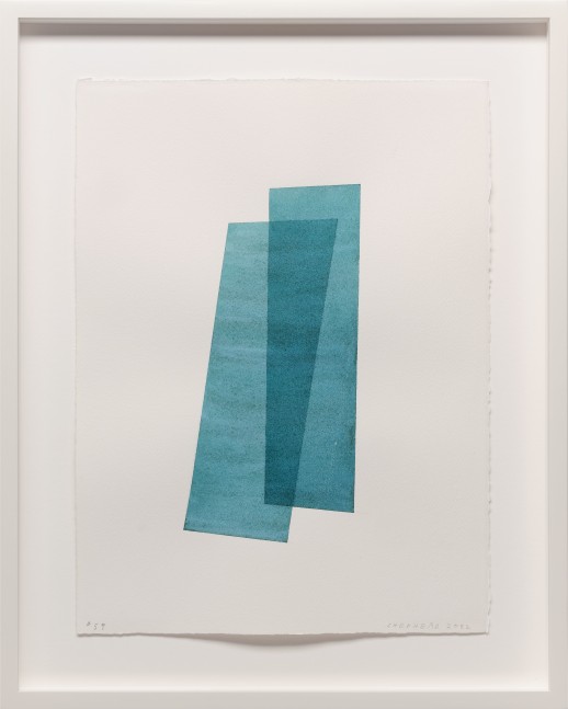 Kate Shepherd Turquoise, Leaning Planks, #59, 2022 Watercolor on Arches paper Framed Dimensions: 18 7/8 x 15 1/8 x 1 1/2 inches 47.9 x 38.4 x 3.8 cm