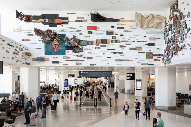 Leonardo Drew Installation View, 2019 San Francisco International Airport