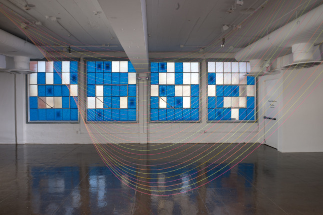 Tony Feher Installation view of Tony Feher: Blue Painters Tape, 2012 Artpace, San Antonio