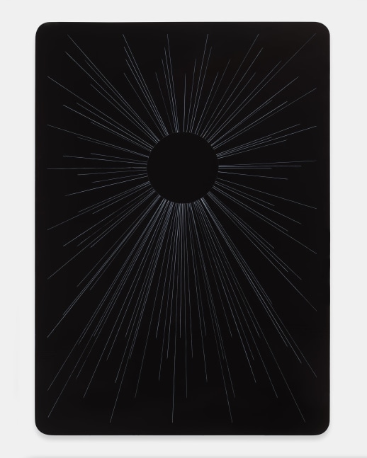 Kate Shepherd Bubble Card, deep black , 2022 Oil and enamel on durabond panel 35 x 25 1/2 x 1 1/2 inches 88.9 x 64.8 x 3.8 cm