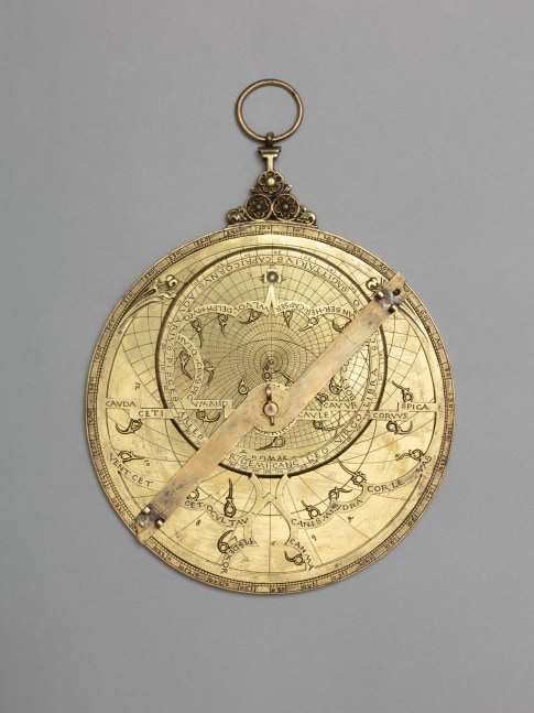 Regiomontanus (b. Johannes M&amp;uuml;ller; 1436-1476)
The personal Astrolabe of Cardinal Basilius Bessarion (1403-1472), Dated 1462
Rome
Brass, signed &amp;#39;loannis&amp;#39; and dedicated to Cardinal Bessarion &amp;#39;Bessarionis de Cardine&amp;#39;
5 1/2 x 4 5/8 x 1/2 inches
(14 x 11.6 x 1.2 cm)