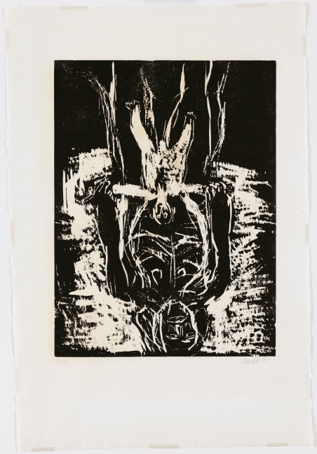 Georg Baselitz
Schwarze Mutter und weisses Kind (Black&amp;nbsp;Mother and White Child), 1985
14/20
G Baselitz 85
Cat. Rais. 467
Woodcut on paper
38 1/4 x 26 in
97 x 66 cm
