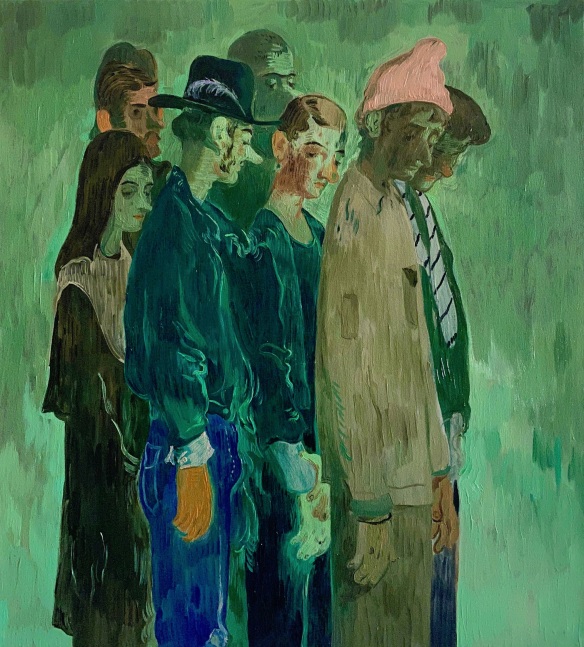 Salman Toor
Green Group, 2020
Oil on canvas
26 1/2 x 20 inches
(67.3 x 50.8 cm)