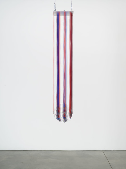 Eva LeWitt
Untitled (18), 2022
Silicone and metal beads
90 x 16 x 16 inches
(228.6 x 40.6 x 40.6 cm)
Image courtesy of VI, VII, Oslo