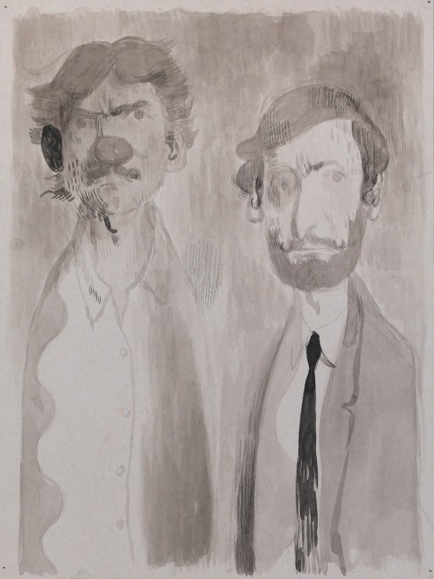 Salman Toor
Two Uncles, 2024
Charcoal and ink on paper
12 x 9 inches
(30.5 x 22.9 cm)
Framed: 17 1/2 x 14 1/2 inches
(44.3 x 36.8 cm)