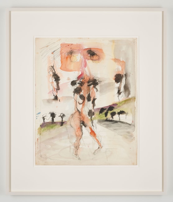 Lucia Nogueira
Coronation No. 7, 1984-86
Watercolor, pen, ink, gouache, wax crayon and pencil on paper
Sheet size: 19 3/4 x 16 inches (50.2 x 40.6 cm)
Frame size: 29 1/4 x 25 1/4 x 1 3/8 inches (74.3 x 64.1 x 3.5 cm)