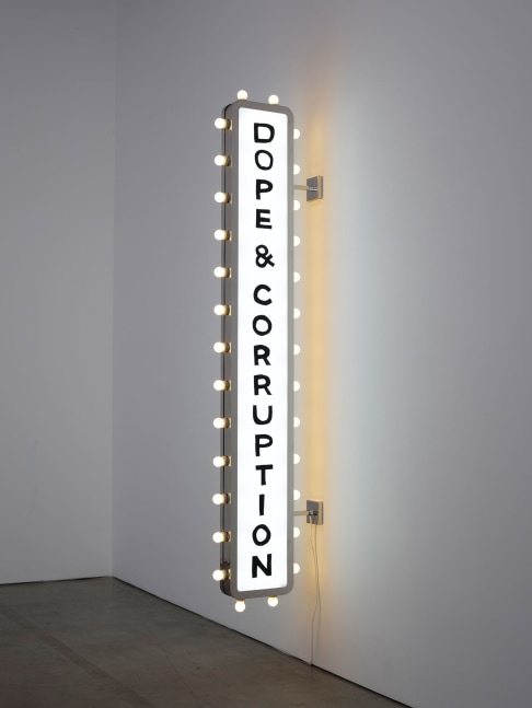 Ragnar Kjartansson
Dope &amp;amp; Corruption, 2017
Polished stainless steel, electrical components, LED light
Edition of 3
91 1/4 x 19 5/8 x 3 7/8 inches
(232&amp;nbsp;x 50 x 10&amp;nbsp;cm)