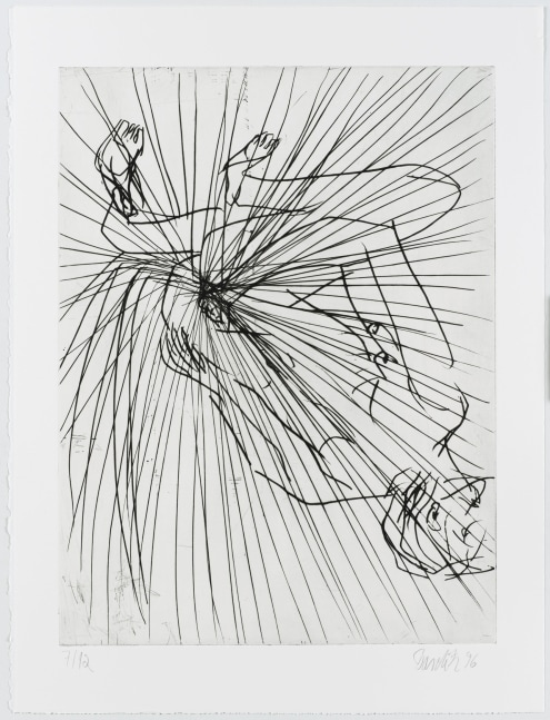 Georg Baselitz
Mittelpunkt (Focus), 1996
7/12
Baselitz 96
Etching on paper
31 1/2 x 23 7/8 inches
(80 x 60.5 cm)