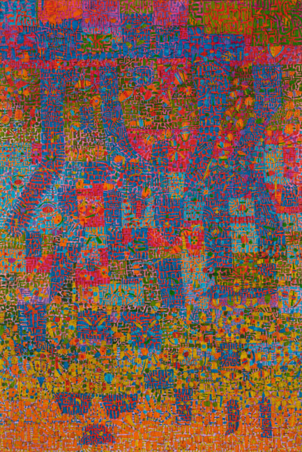 Tomm El-Saieh
Vilaj Imajin&amp;egrave;, 2021
Acrylic on canvas
72 x 48 inches
(182.9 x 121.9 cm)