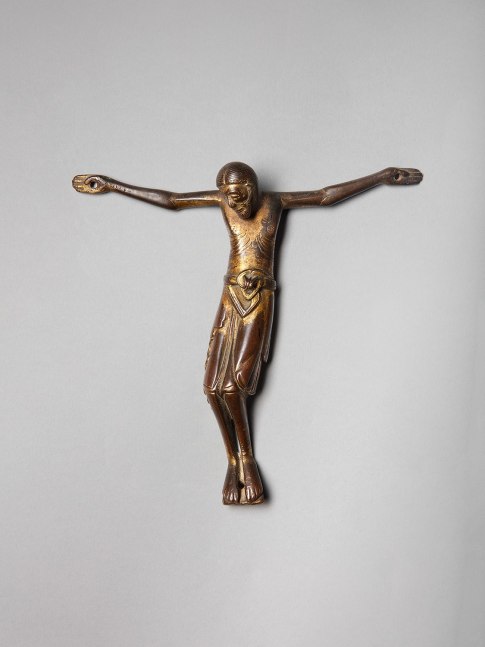 The Crucified Christ, c. 1150-1175
South-West Germany, Swabia or the Rhine Valley
Gilded bronze
7 5/8 x 7 7/8 x 1 5/8 inches
(19.5 x 20 x 4 cm)