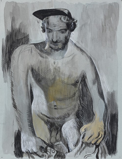Salman Toor
Daddy, 2024
Charcoal, pencil, ink, and gouache on paper
11 x 8 1/2 inches
(27.9 x 21.6 cm)
Framed: 16 1/2 x 14 inches
(41.8 x 35.4 cm)
