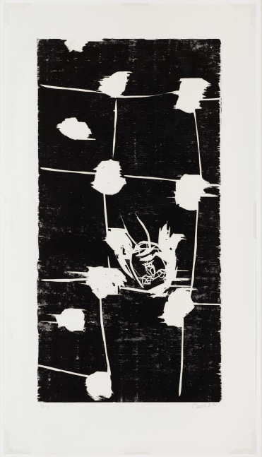 Georg Baselitz
&amp;#39;45 - April, 1990
10/30
Baselitz 90
Woodcut on paper
48 7/8 x 26 3/4 inches
(124 x 68 cm)