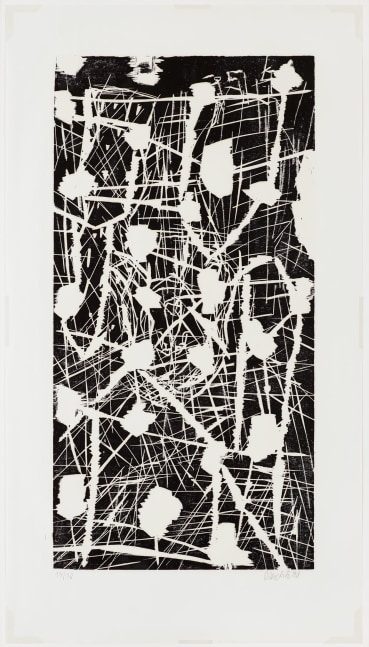 Georg Baselitz
&amp;#39;45 - Oktober (&amp;#39;45 - October), 1990
13/30
Baselitz 90
Woodcut on paper
48 7/8 x 26 3/4 inches
(124 x 68 cm)