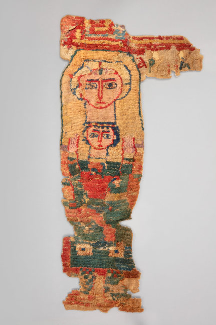 An Early Christian Icon of the Virgin and Child, 6th century AD
Northern Egypt
Woven fabric of wool pile in a tabby weave on linen ground
31 x 15 inches
(78.9 x 38 cm)