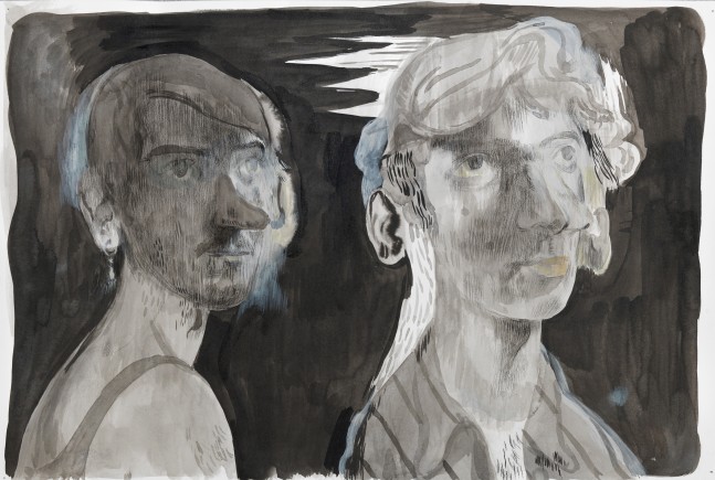 Salman Toor
Two Figures, 2024
Charcoal, ink, and gouache on paper
12 x 17 7/8 inches
(30.5 x 45.4 cm)
Framed: 17 1/2 x 23 1/2 inches
(44.3 x 59.5 cm)