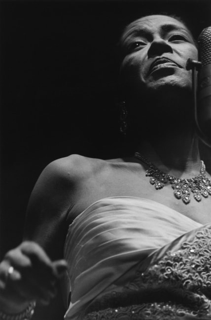 Lee Friedlander
Billie Holiday, 1959
Gelatin silver print
Image: 13 x 8 3/4 inches (33 x 22.2 cm)
Sheet: 14 x 11 inches (35.6 x 27.9 cm)
&amp;nbsp;