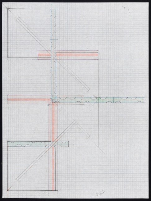 Richard Rezac
Study for Untitled (04-04), 2004
Colored pencil and graphite on graph paper
23 x 17 inches
(58.4&amp;nbsp;x 43.2 cm)