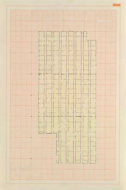 Rachel Whiteread
Study for &amp;#39;Floor,&amp;#39;&amp;nbsp;1992
Ink and correction fluid on graph paper
18 x 12 inches
(45.6 x 30.4 cm)