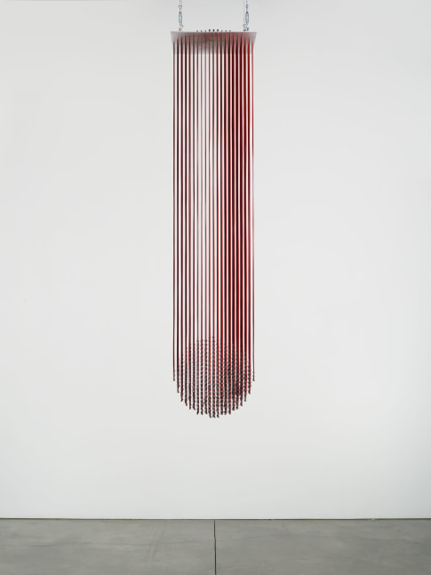 Eva LeWitt
Untitled (7), 2022
Silicone and metal beads
97 x 20 x 20 inches
(246.4 x 50.8 x 50.8 cm)
Image courtesy of VI, VII, Oslo
