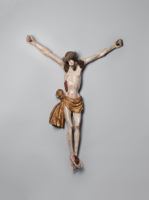 Crucified Christ, c. 1500-1520
Germany, Upper Rhine
Polychromy and gilding on wood
45 x 33 x 28 inches
(114.3 x 83.8 x 71.1 cm)
