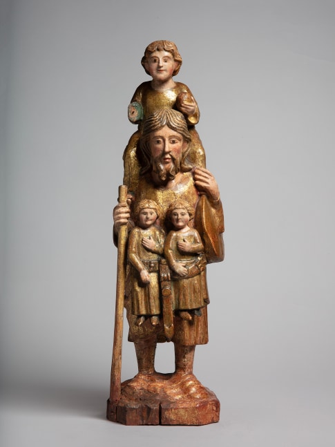 Saint Christopher, c. 1350
Spain, Catalonia
Softwood with gilding and polychromy
29 7/8 x 7 1/2 x 6 1/4 inches
(76 x 19 x 16 cm)