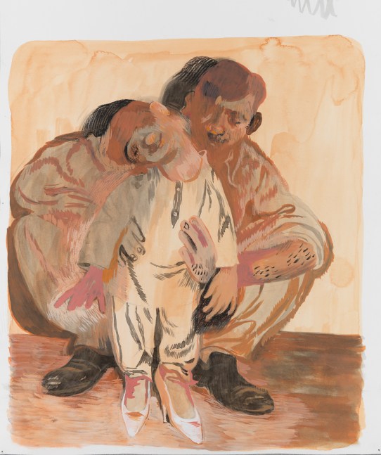 Salman Toor
Heels, 2024
Charcoal and gouache on paper
14 1/8 x 12 inches
(35.9 x 30.3 cm)
Framed: 19 5/8 x 17 1/2 inches
(49.8 x 44.3 cm)