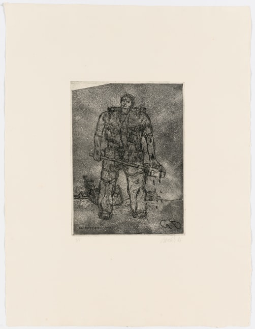 Georg Baselitz
Der Gefangene (The Prisoner), 1966
num.: 3/5
Drypoint etching and aquatint on zinc plate; on Richard de Bas laid paper
Image size: 12 5/8 x 9 1/4 inches
Paper size: 26 1/4 x 20 inches&amp;nbsp;