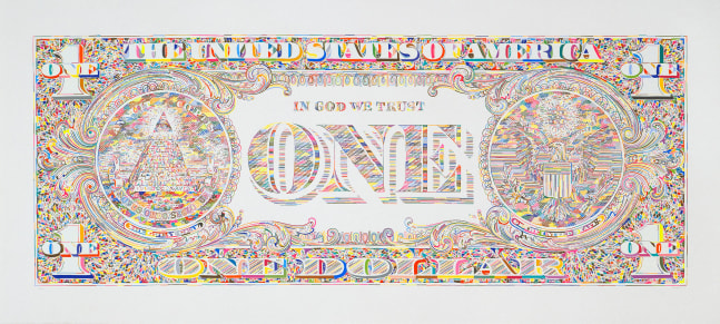 Tom Friedman
Untitled (Dollar Bill Back), 2011
Colored pencil on paper
26 x 60 1/2 inches
(66 x 153.7 cm)