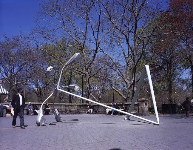 Mark Handforth
Lamppost, 2003
Aluminum lamppost, enamel paint, and red lights
192 x 300 x 192 inches
(487.7 x 762 x 487.7 cm)

Installation view, In the Public Realm, Central Park, New York, April 24 &amp;ndash; June 6, 2003
Commissioned by the Public Art Fund