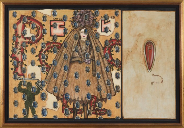 Julio Gal&amp;aacute;n
La primera comuni&amp;oacute;n / Antes y despues, 1987
Oil on canvas
89 x 128 inches
(226.1 x 325.1 cm)