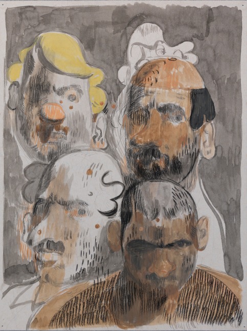 Salman Toor
Angry Dads, 2024
Charcoal, ink, and gouache on paper
12 x 9 inches
(30.5 x 22.9 cm)
Framed: 17 1/2 x 14 1/2 inches
(44.3 x 36.8 cm)