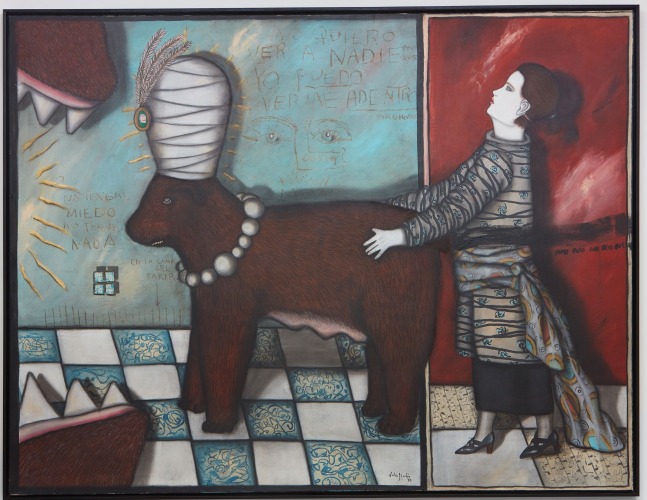 Julio Gal&amp;aacute;n
Tengo mucho miedo (Qu&amp;eacute;date conmigo), 1984
Oil on canvas
60 x 78 inches
(152.4 x 198.1 cm)