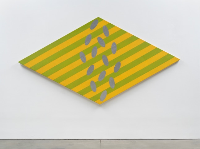 Jeremy Moon
Spring Voyage, 1964
Acrylic and aluminum paint on canvas
62 x 114 1/2 inches&amp;nbsp;
(157.5 x 290.7 cm)
&amp;copy; Estate of Jeremy Moon; Courtesy Luhring Augustine, New York. Photo: Farzad Owrang.
