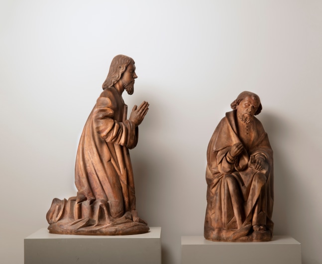 Christ and a Sleeping Apostle from an Agony in the Garden group, c. 1450
Alpine Region
Terracotta
40 1/8 x 16 7/8 x 22 7/8 inches
(102 x 43 x 58 cm)