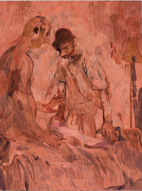 Salman Toor
Coral Room, 2025
Oil on panel
24 x 18 inches
(61 x 45.7 cm)