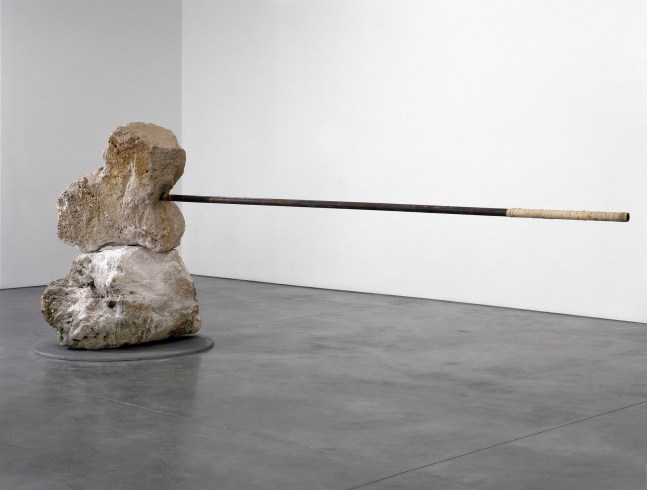 Janine Antoni
and, 1996-99
2,800 lbs&amp;nbsp;limestone boulders, steel rod
64 x 48 inches
(162.6 x 121.9 cm)