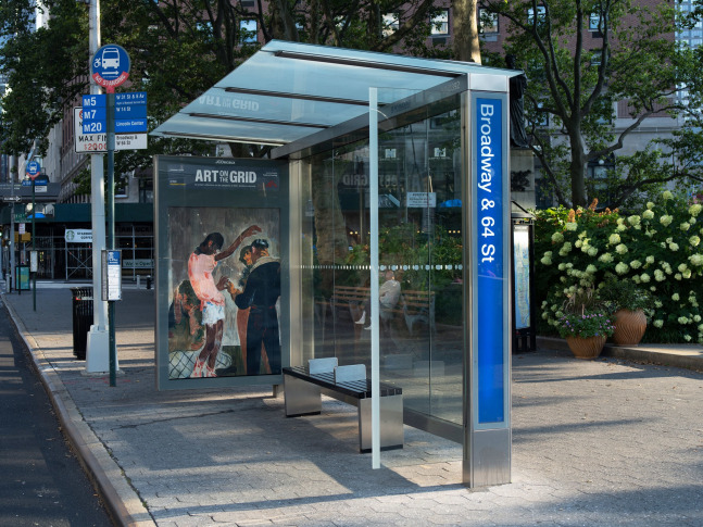 Salman Toor
Downtown Boys, 2020
Broadway between W 64 St&amp;nbsp;&amp;amp; W 63 St, Manhattan
Photographic work as a part of&amp;nbsp;Art on the Grid, presented by Public Art Fund on JCDecaux bus shelters citywide
June 29, 2020 &amp;ndash; September 20, 2020