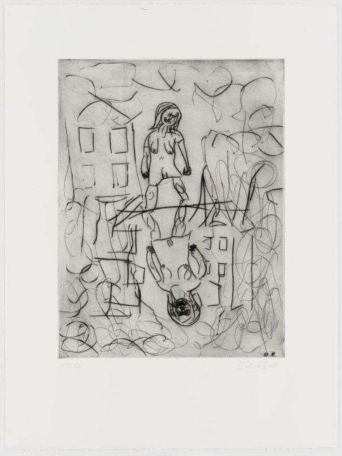 Georg Baselitz
Rauch (Smoke), 1989
11/12
Baselitz 89
Cat. Rais. 607
Drypoint etching on stenciled background paper
26 x 19 3/4 inches
(66 x 50 cm)