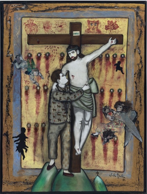 Julio Gal&amp;aacute;n
Qu&amp;eacute;date conmigo 2, 1985
Oil and acrylic on canvas
94 1/8 x 71 1/4 inches&amp;nbsp;
(239 x 181 cm)