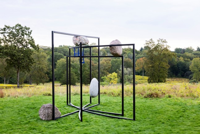 Installation view: Alicja Kwade, ParaPosition, Grace Farm Foundation, CT, 2025