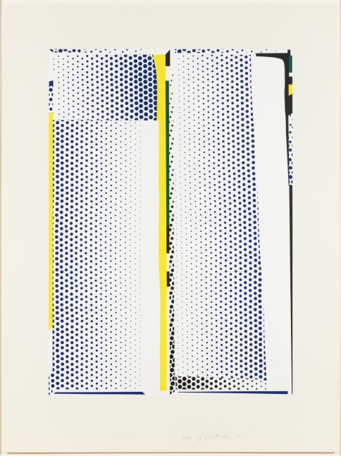 Roy Lichtenstein (1923 - 1997)
Mirror #9, from Mirrors, 1972
Lithograph and screenprint
39 x 29 3/16 inches
Edition of 80
Signed and numbered
LICX114