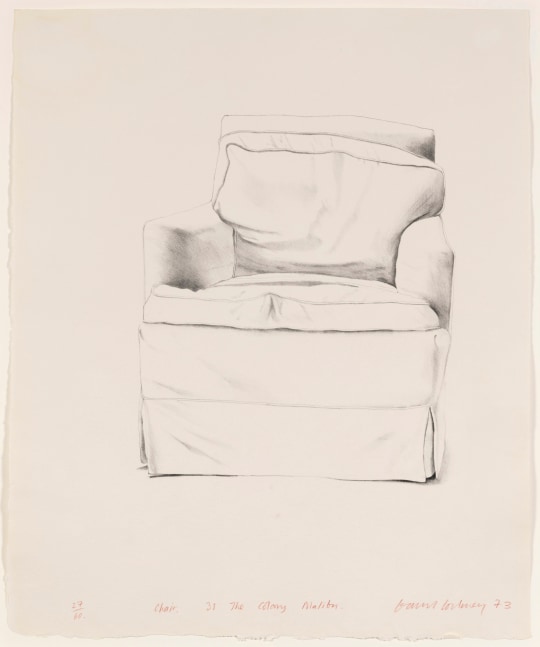 David Hockney, Chair, 38 The Colony, Malibu, 1973, Lithograph