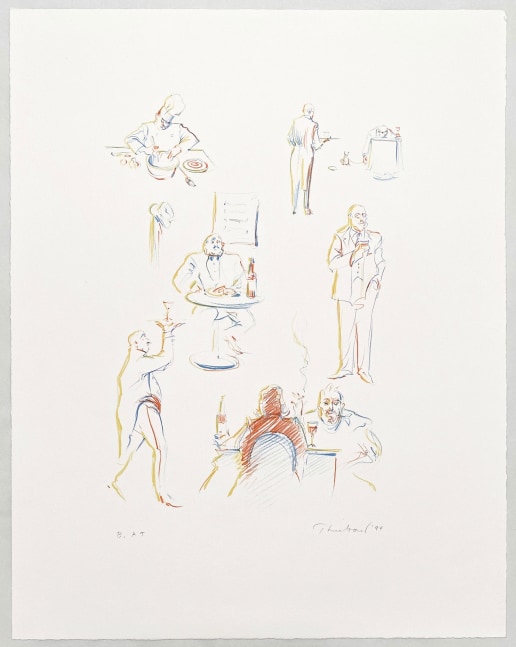 Wayne Thiebaud, Bistro Sketches, Lithograph
