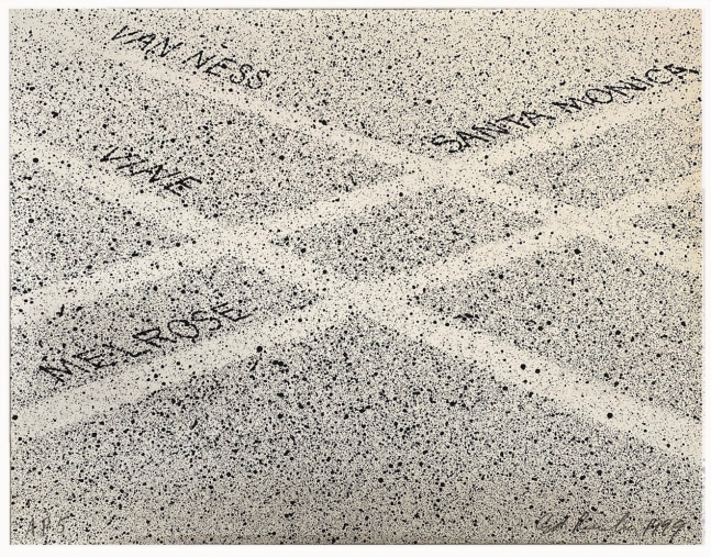 Ed Ruscha (b. 1937)
Van Ness, Santa Monica, Vine, Melrose, 1999
Direct gravure
16 x 20 inches
Editions of 50
Signed and nuumbered
RUS033