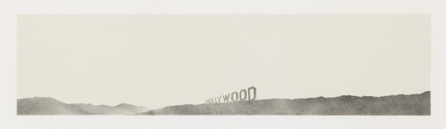 Ed Ruscha (b. 1937)

Hollywood, 1969

Lithograph on calendered Rives BFK paper; torn edges

7 x 19 7/8 inches

Edition of 18